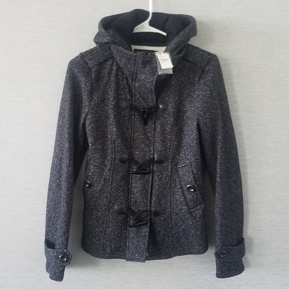 Full Tilt Peacoat / Toggle Jacket with Hoodie